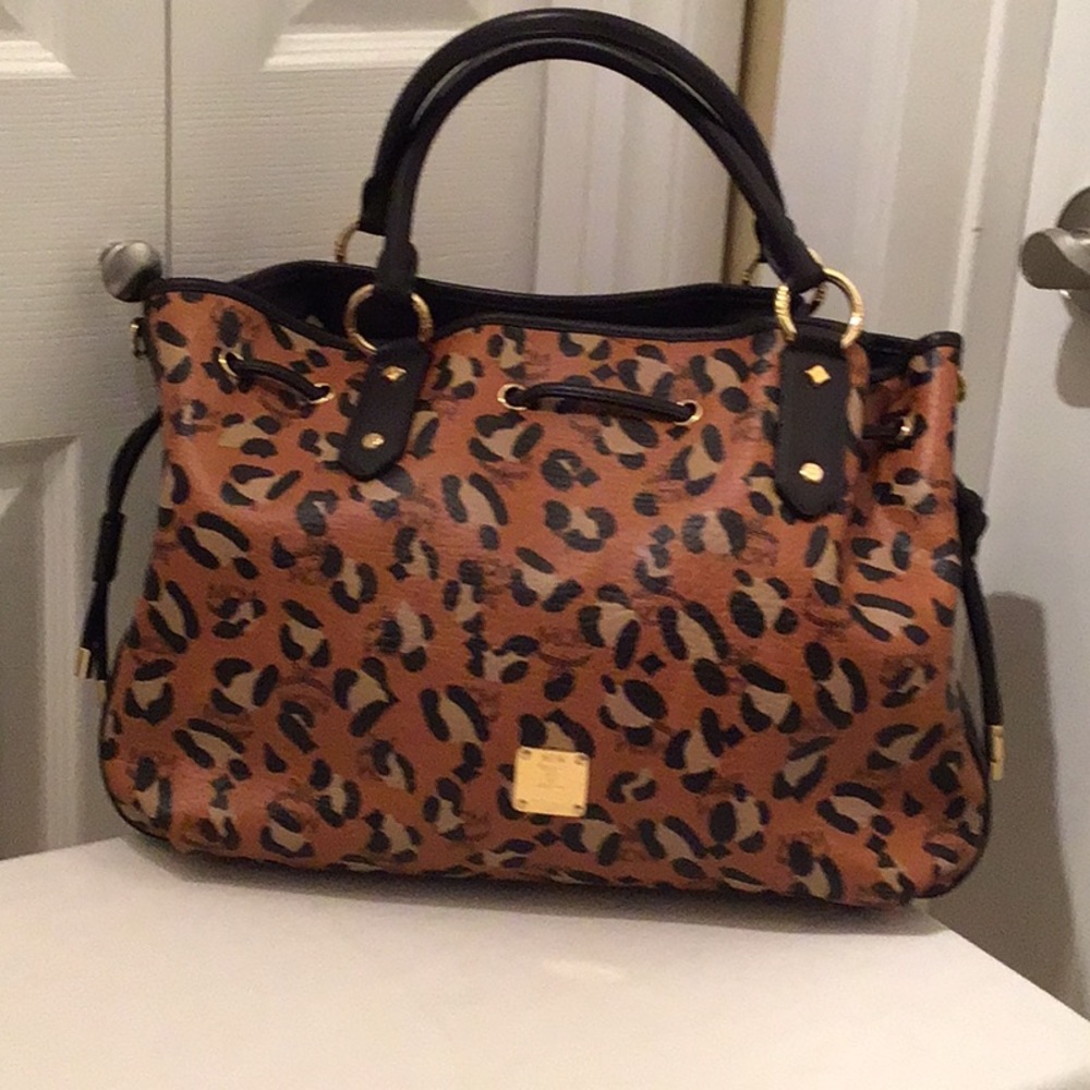 Authentic MCM Leopard Print Large Bag